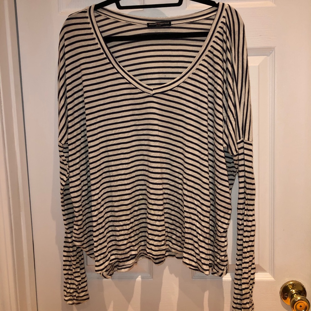 Brandy Melville blue and white striped long sleeve